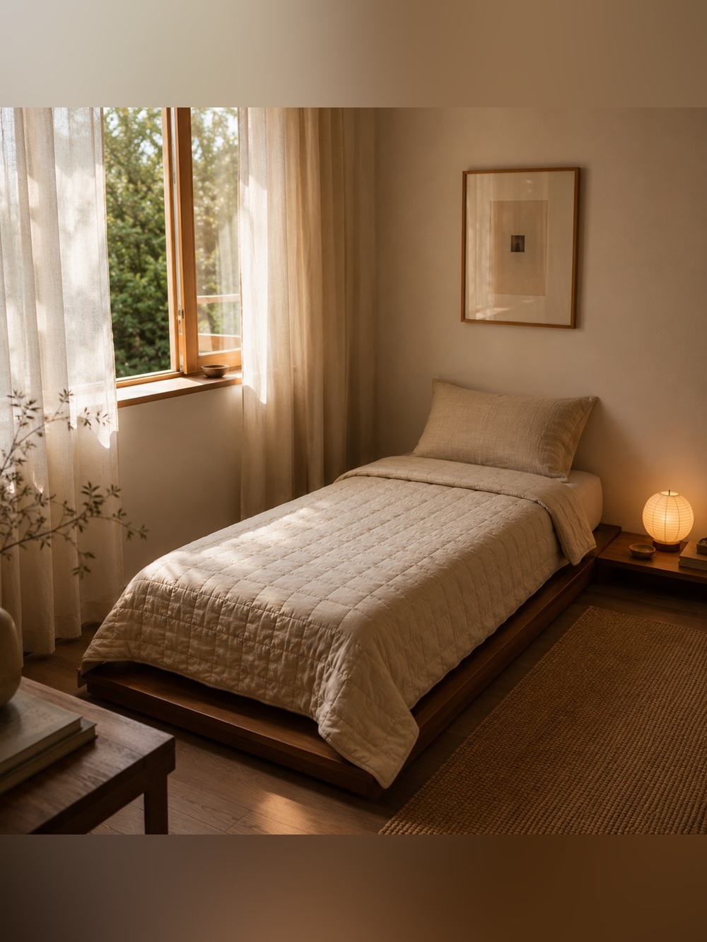 Cozy Earth Twin Linen Bamboo Box Quilt